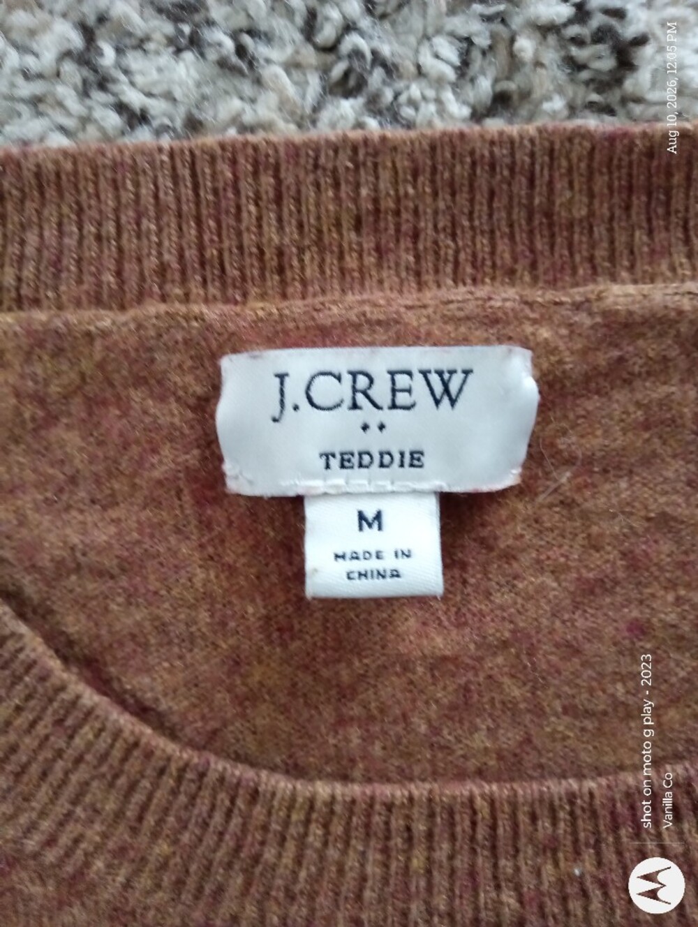 J.Crew Cotton Teddie Sweater Crewneck Hthr Camel Medium - Picture 4 of 8